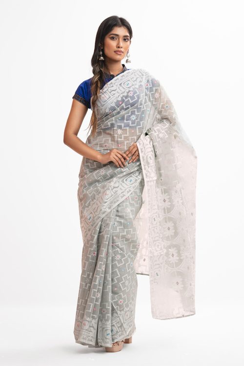 Gray Half-silk Saree