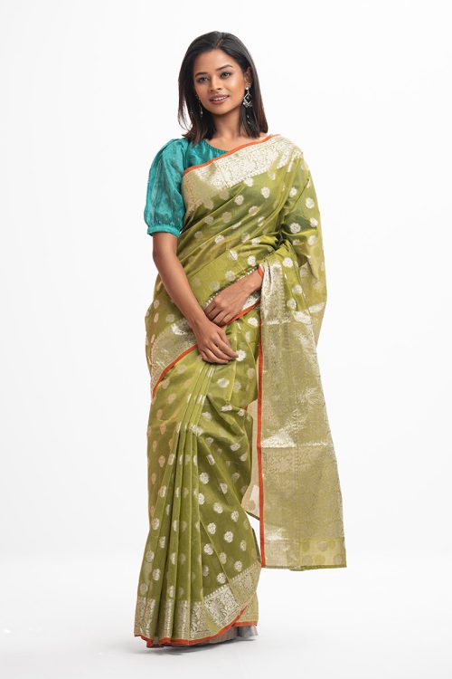 Green Half-silk Saree