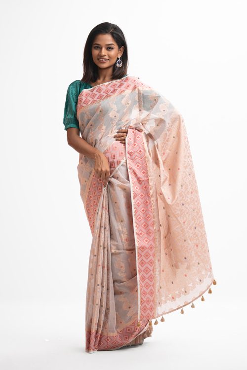 Beige Half-silk Saree