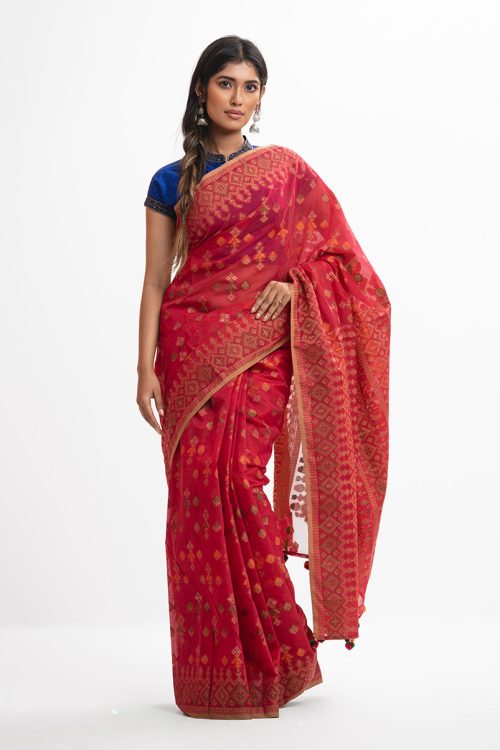Red Half-silk Saree